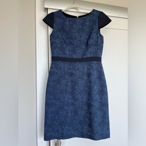 Antonio Melani Blue Sheath Dress with Navy Blue Details